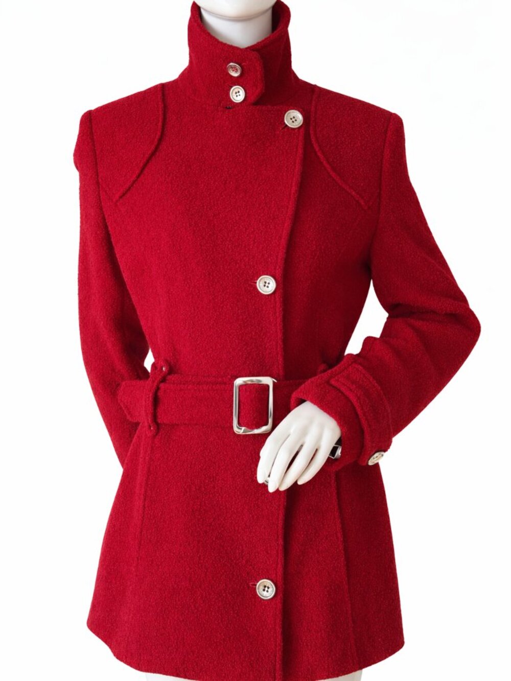 Dolce Gabbana Red Wool Coat | Italian Designer Belted Jacket, Zebra Lining
